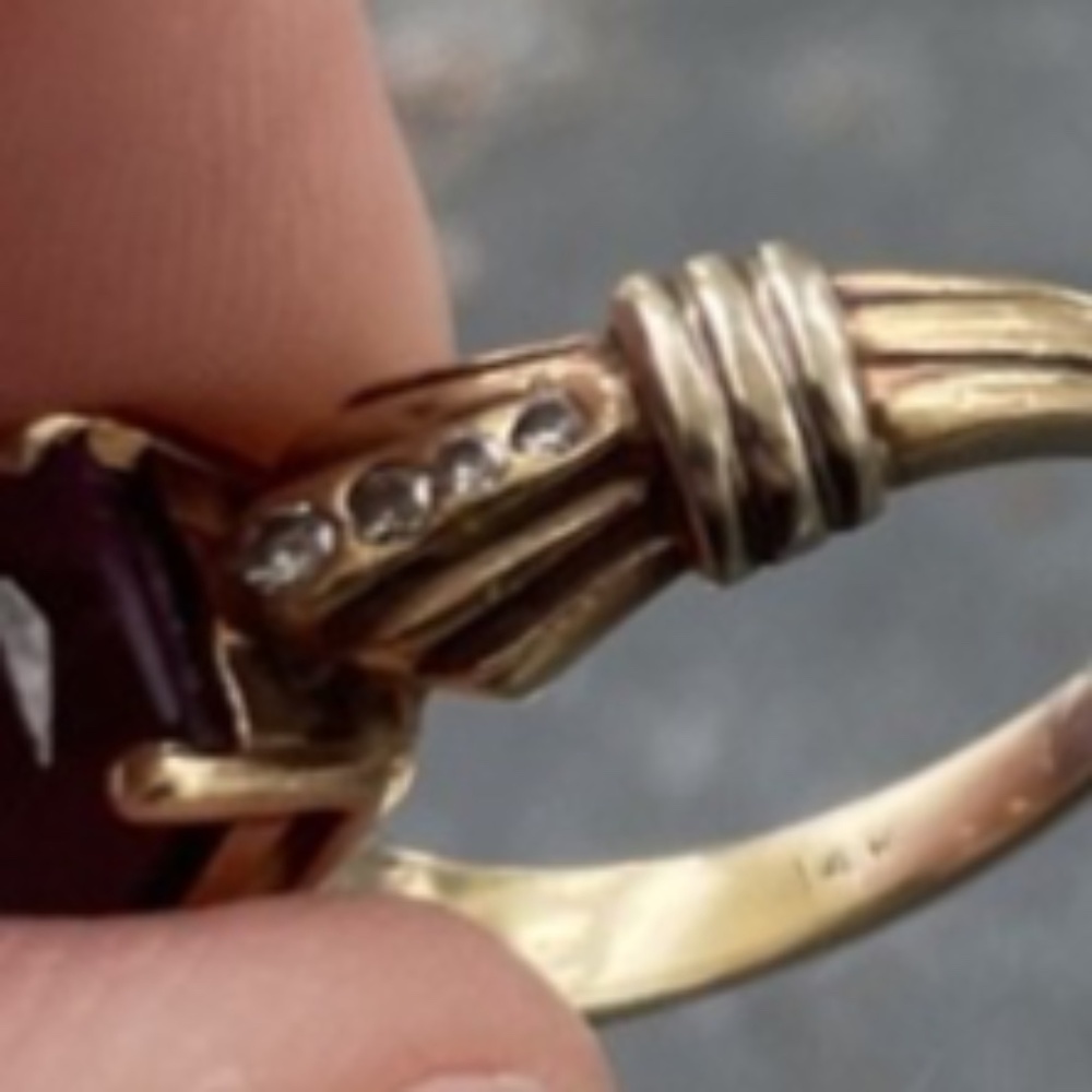 Vintage 14k Gold Amethyst Ring with diamond accents 5.69g Size 6.5 - Picture 4 of 13